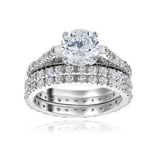 Icz Stonez Sterling Silver Cubic Zirconia Bridal Ring Set