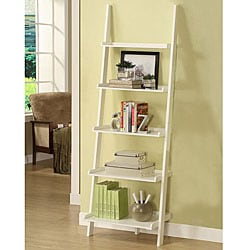 White Five-tier Leaning Ladder Shelf
