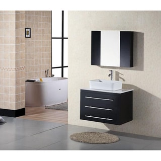 Overstock Bathroom Vanities on Contemporary Wall Mount Espresso Bathroom Vanity Set   Overstock Com