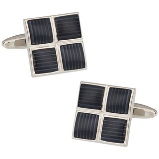 Cuff Daddy Rhodium 4 Square Grays Cufflinks