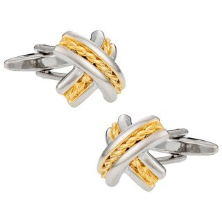 Cuff Daddy Metal Goldtone and Silvertone X-design Cuff Links