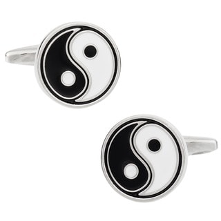 Cuff Daddy Metal Black and White Enamel Yin Yang Cuff Links