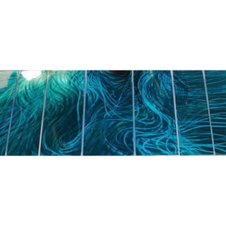 (>_<)  Ash Carl 'Blue Flux' 7-panel Metal Wall Art