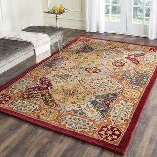 Handmade Diamond Bakhtiari Multi/ Red Wool Rug (6' Square)