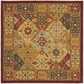 Handmade Diamond Bakhtiari Multi/ Red Wool Rug (8' Square)
