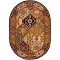 Handmade Heritage Bakhtiari Multi/ Red Wool Rug (7'6 x 9'6 Oval)