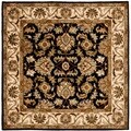 Handmade Heritage Kashan Black/ Beige Wool Rug (6' Square)