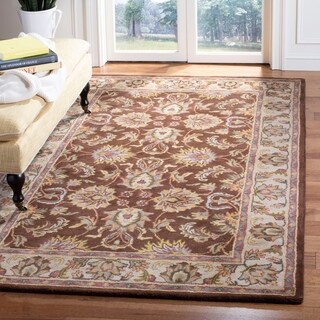 Handmade Heritage Treasure Brown/ Ivory Wool Rug (4' x 6')