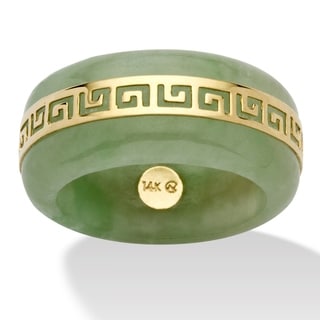 Angelina D'Andrea 14K Gold Jade Greek Key Ring