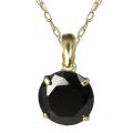 14k Yellow Gold Basket-set Black Cubic Zirconia Necklace
