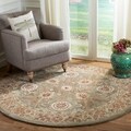 Handmade Mahal Sage/ Ivory Wool Rug (6' Round)