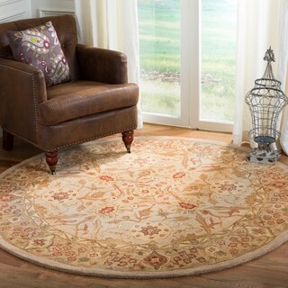 Handmade Mahal Ivory Wool Rug (8' Round)