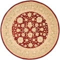 Handmade Ancestry Red/ Green Wool Rug (8' Round)