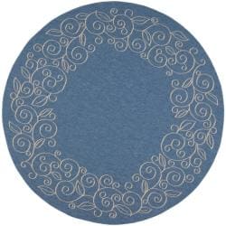 See Reviews Safavieh Indoor/ Outdoor Blue/ Ivory Rug (6'7 Round)