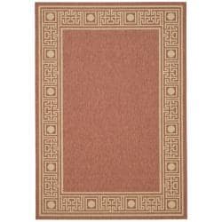 (^ ^)// Safavieh Rust/Sand Geometric-Border-Patterned Indoor/Outdoor Rug (6'7" x 9'6")