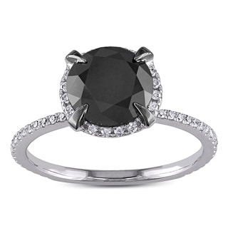 Miadora 2 3/4 CT Black and White Diamond TW Fashion Ring 10k White Gold GH I2;I3 Black Rhodium Plated