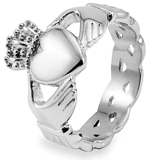 Crucible Stainless Steel Men's Celtic Eternity Claddagh Ring
