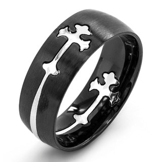 Crucible Two-tone Stainless Steel Cross Cutout Ring