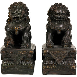 Set of 2 Resin 9-inch Foo Dog Statues (China)