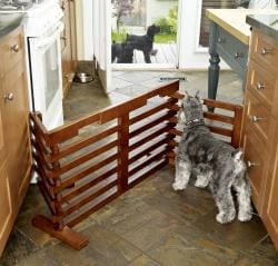 Fold-to-fit 72-inch Hardwood Dog Gate with Walnut-stained Finish-Image