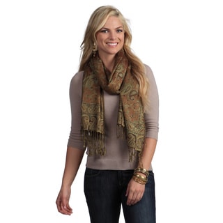 Zero Zero Elegant Sage Reversible Paisley Shawl Wrap