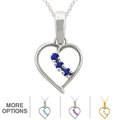 10k Gold Birthstone 3-stone Heart Necklace