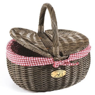 Nantucket Bicycle Co. Gray Wicker Quick-release Picnic Basket-Image