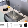 Kraus Stainless Steel Farmhouse Kitchen Sink/ Faucet/ Soap Dispenser