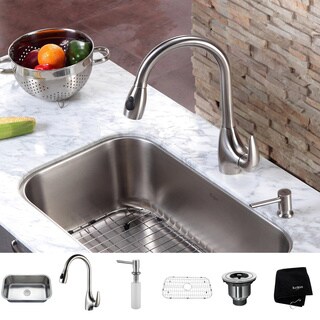 Kraus Stainless Steel Undermount Kitchen Sink/ Faucet/ Soap Dispenser