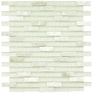 Sale Price SomerTile 12x12-in Reflections Subway 5/8x2-in Ming Glass/Stone Mosaic Tile (Pack of 10)