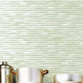 SomerTile 12x12-in Reflections Subway 5/8x2-in Ming Glass/Stone Mosaic Tile (Pack of 10)