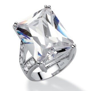 Ultimate CZ Gold over Silver Emerald-cut Cubic Zirconia Ring