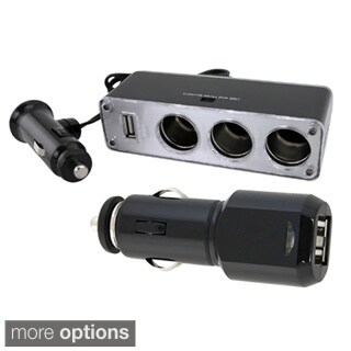 3-way Car Lighter Splitter and 2-port USB Car Charger