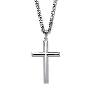 PalmBeach Cross Pendant in Sterling Silver with Stainless Steel Chain 24"