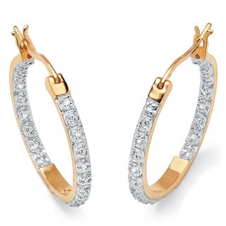 Isabella Collection 18k Gold over Silver Inside-out 1/10ct TDW Diamond Hoop Earrings