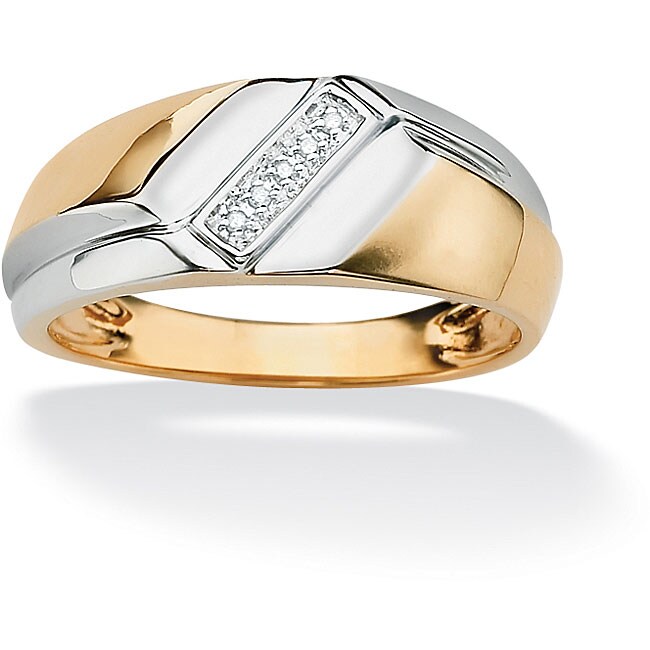 PalmBeach Gold over Silver Men's Diamond Accent 5-stone Ring