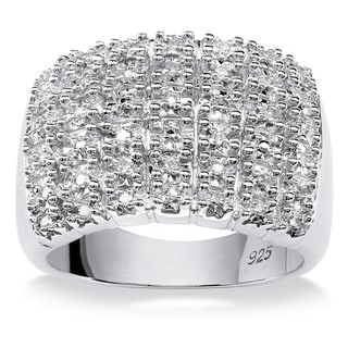 Isabella Collection Platinum over Silver 1/6ct TDW Diamond Cluster Ring (H-I, I2-I3)