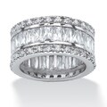 Ultimate CZ Platinum over Sterling Silver Cubic Zirconia Eternity Ring