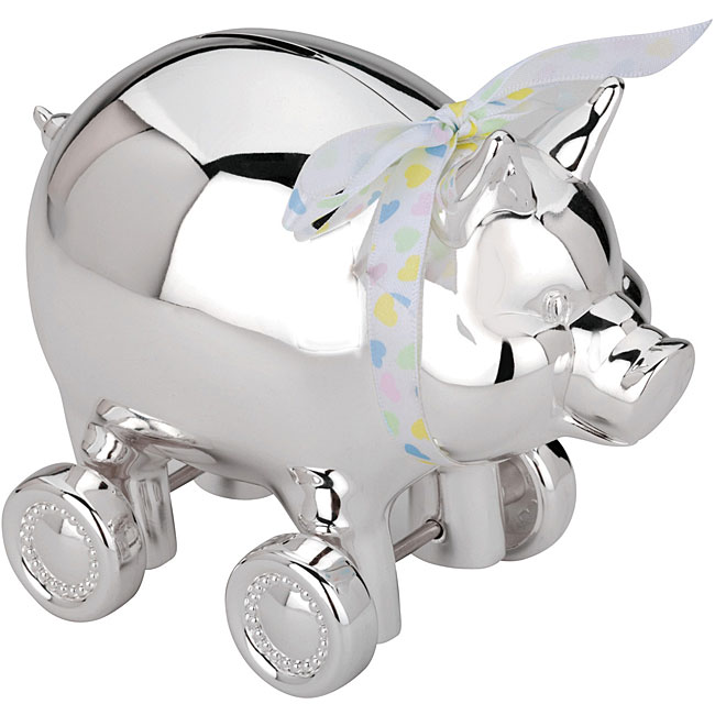 Reed & Barton Piggy Bank on Wheels