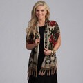 Embroidered Velvet/ Silk Fringed Scarf