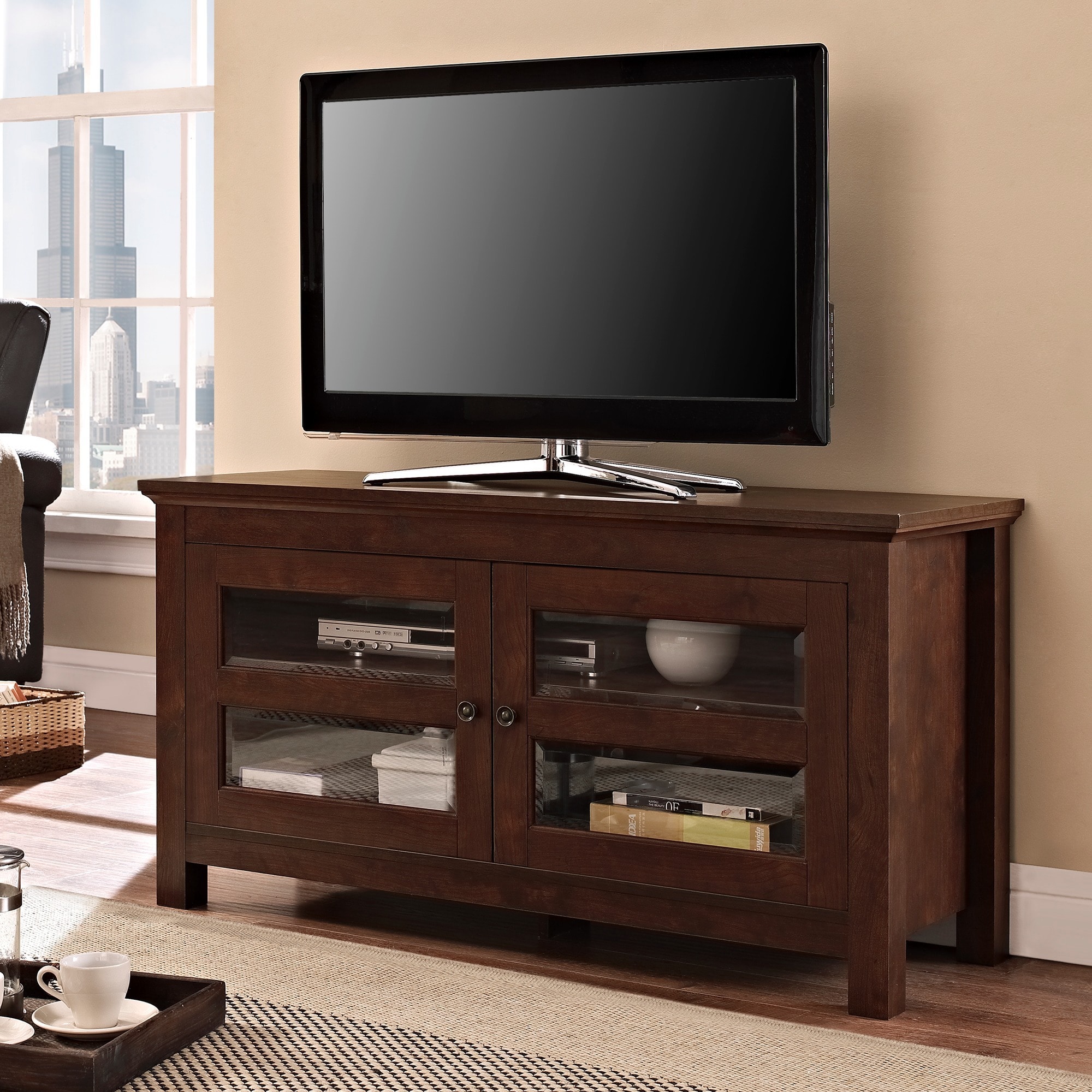 44inch Brown Wood TV Stand Overstock Shopping Great Deals on