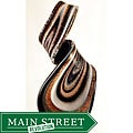 Murano Inspired Glass Black, White and Gold Twisted Curl Pendant