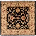 Handmade Heritage Kerman Black/ Gold Wool Rug (6' Square)