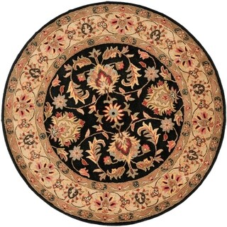 Handmade Heritage Kerman Black/ Gold Wool Rug (8' Round)