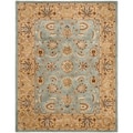 Handmade Heritage Mahal Blue/ Gold Wool Rug (9'6 x 13'6)