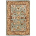 Handmade Heritage Mahal Blue/ Gold Wool Rug (2' x 3')