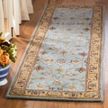 Handmade Heritage Mahal Blue/ Gold Wool Runner (2'3 x 8')