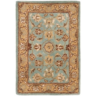 Handmade Heritage Mahal Blue/ Gold Wool Rug (3' x 5')