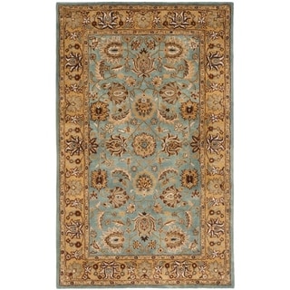 Handmade Heritage Mahal Blue/ Gold Wool Rug (4' x 6')