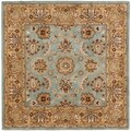 Handmade Heritage Mahal Blue/ Gold Wool Rug (8' Square)